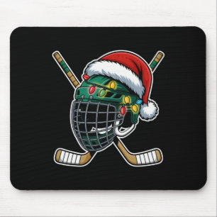 Christmas Ice Hockey Helmet Santa Xmas Men Boys Ki Mouse Pad