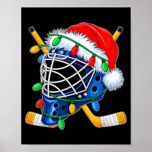 Christmas Ice Hockey Helmet Santa Xmas Men Boys Ki Poster
