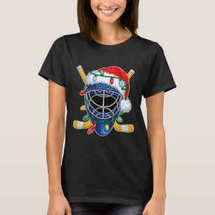 Christmas Ice Hockey Helmet Santa Xmas Men Boys Ki T-Shirt