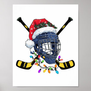 Christmas Ice Hockey Helmet Santa Xmas  Poster