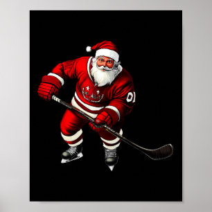 Christmas Ice Hockey Player Poster