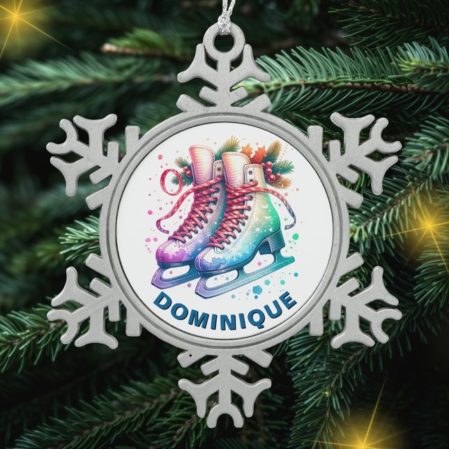 Christmas Ice Skates Pewter Snowflake Ornament (Creator Uploaded)