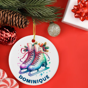 Christmas Ice Skates Pewter Snowflake Ornament