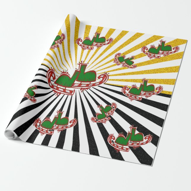 Christmas Ice Skates - Wrapping Paper (Unrolled)