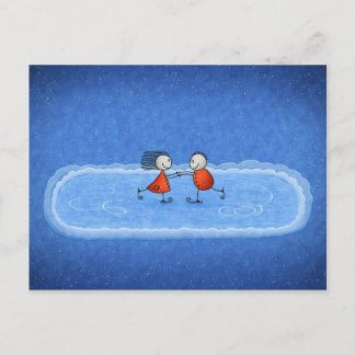 Christmas Ice Skating Holiday Postcard