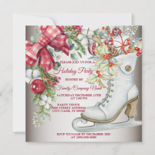 Christmas Ice Skating Holidays Party Invitation