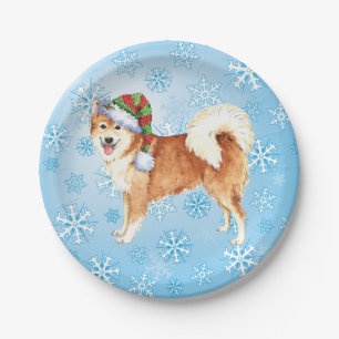 Christmas Icelandic Sheepdog Paper Plate