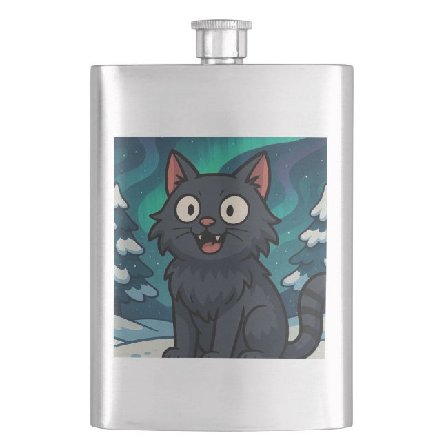 Christmas Icelandic Yule Cat  Hip Flask (Front)