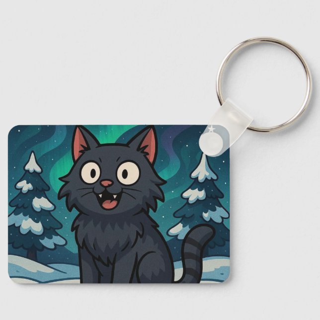 Christmas Icelandic Yule Cat  Key Ring (Front)