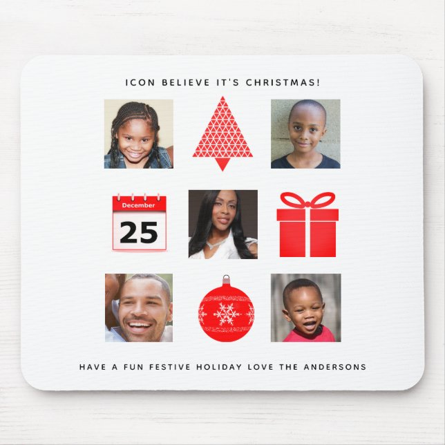 Christmas ICON PHOTO COLLAGE Keepsake Modern Mouse Pad (Front)