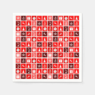 Christmas Icon Red Squares Holiday Art Classic Napkin