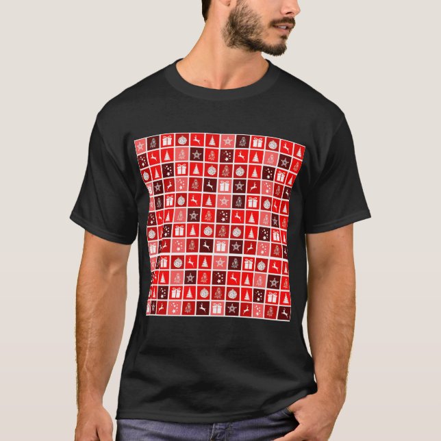 Christmas Icon Red Squares Holiday Art Classic T-Shirt (Front)