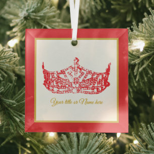 Christmas Iconic American Pageant Crown  Glass Tree Decoration