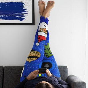 Christmas Icons Fun Festive Colourful Blue Leggings