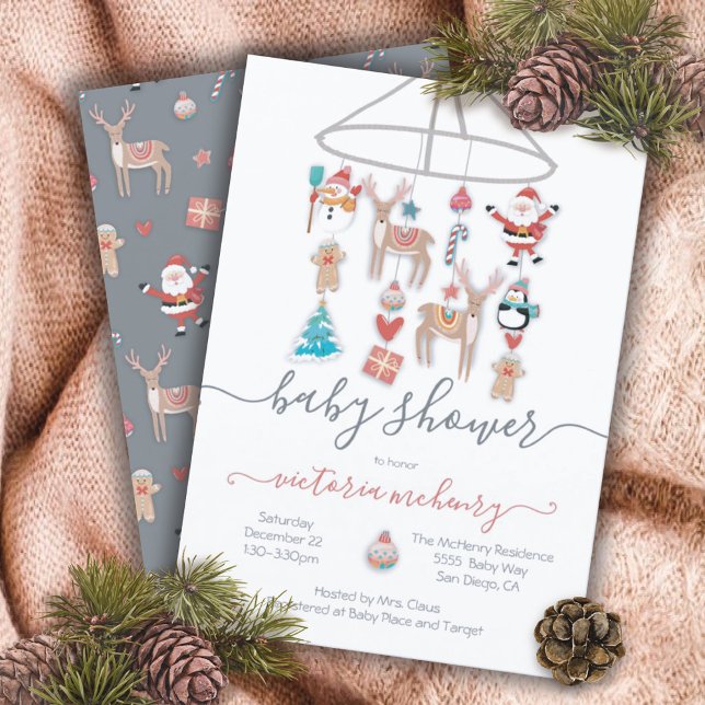 Christmas Icons Mobile Baby Shower Invitation (Creator Uploaded)