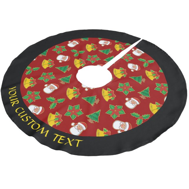 Christmas Icons Pattern Brushed Polyester Tree Skirt (Angled)