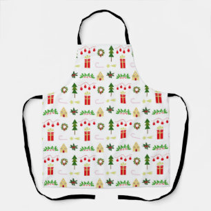 Christmas icons pattern in festive grid apron