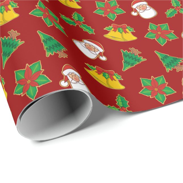 Christmas Icons Pattern Wrapping Paper (Roll Corner)