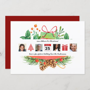 Christmas ICONS Photo Collage Modern Wreath Invitation