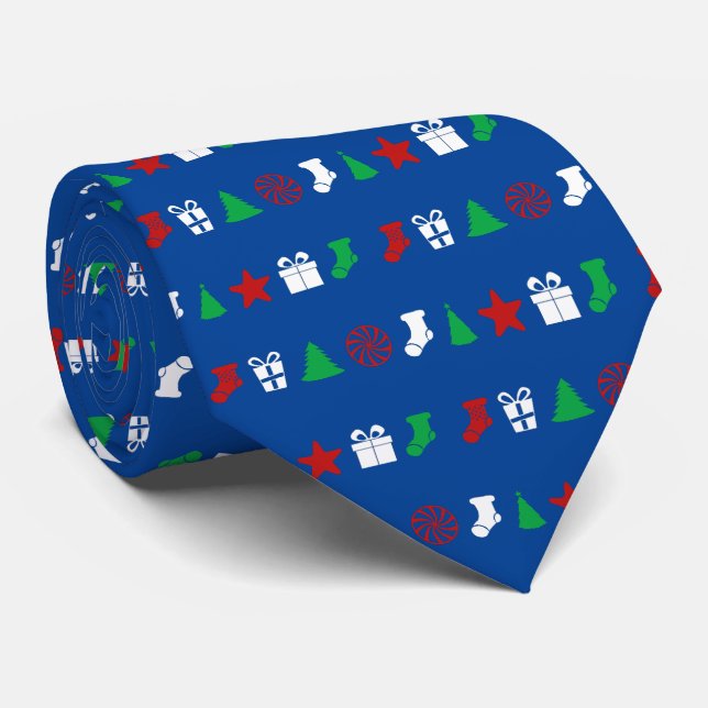 Christmas Icons (Tri-Colour) Tie (Rolled)