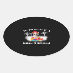 christmas idea chihuahua dog lover family oval sticker