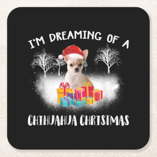 christmas  idea  chihuahua dog lover family square paper coaster