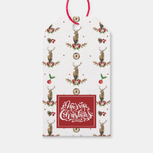 Christmas Idyll Deer Pattern Personalised Gift Tags