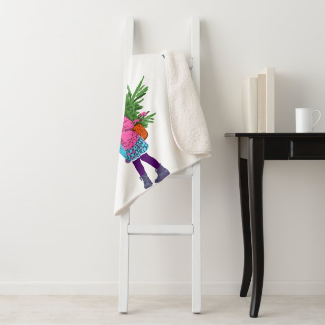 Christmas Illustrated Holiday Sherpa Blanket (In Situ)