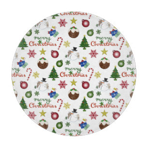Christmas Illustration Mix Pattern Cutting Board