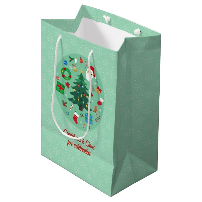 Christmas Illustrations Holiday Medium Gift Bag (Front Angled)