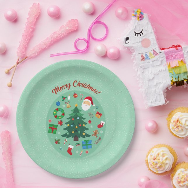 Christmas Illustrations Holiday Party Paper Plate (Party)