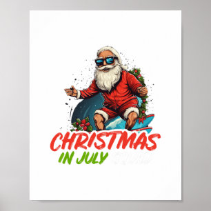 christmas im july summer santa claus beach hawaii poster