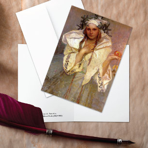 Christmas in America Illustration Alphonse Mucha Holiday Card