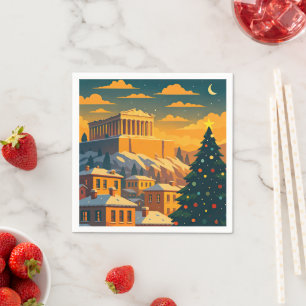Christmas in Athens Napkins • Festive Greece