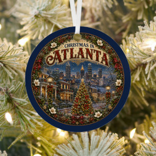 Christmas in Atlanta Vintage Travel Keepsake Metal Tree Decoration