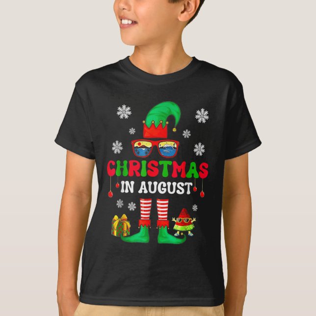 Christmas In August Funny Elf For Summer Xmas Men  T-Shirt (Front)