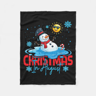 Christmas in August Melting Snowman Summer Fleece Blanket
