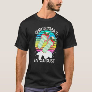 Christmas In August Mistletoe Sandals Summer Sunse T-Shirt