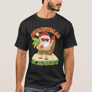 Christmas In August Santa Beach Surfboard T-Shirt