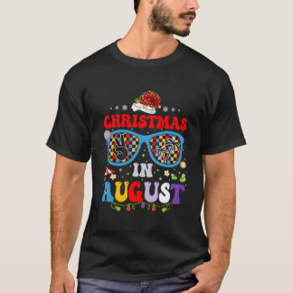 Christmas In August Santa Hat Sunglasses Summer Va T-Shirt