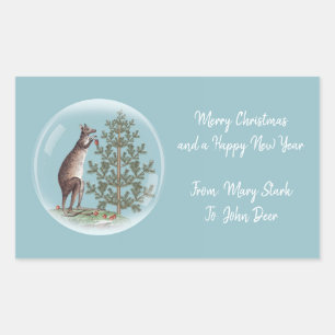 Christmas in Australia with snow and a kangaroo Rectangular Sticker