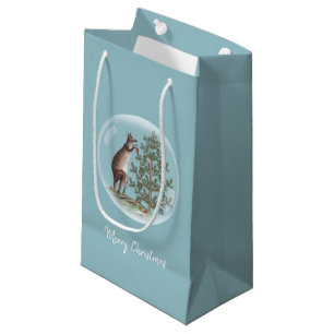 Christmas in Australia with snow and a kangaroo Small Gift Bag