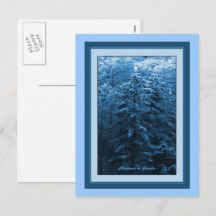 Christmas in Canada Blue Holiday Postcard