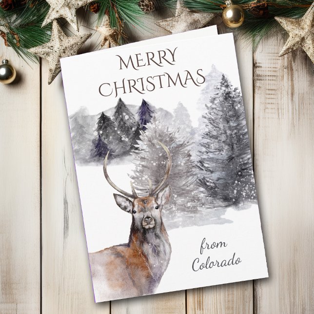 Christmas in Colorado Mountain Deer Holiday Card (Creator Uploaded)
