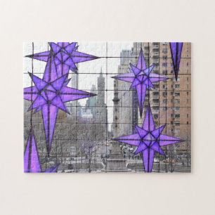 Christmas in Columbus Circle Holiday Stars NYC Jigsaw Puzzle