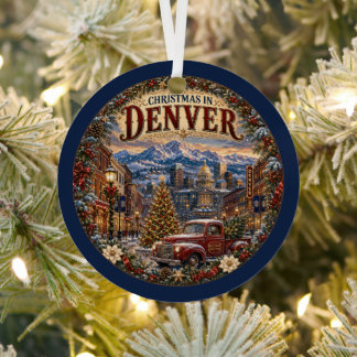 Christmas in Denver Vintage Travel Keepsake Metal Tree Decoration