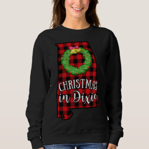 Christmas in Dixie Alabama Buffalo Red Plaid South Sweatshirt