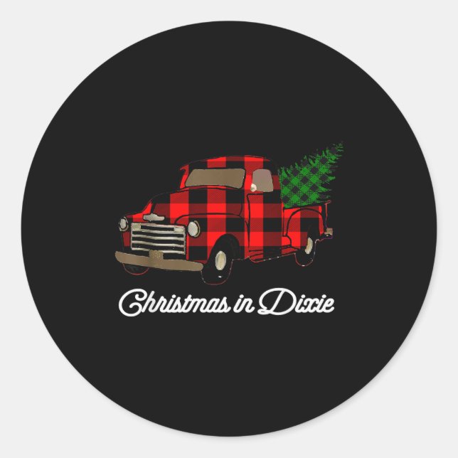 Christmas In Dixie Down South Plaid Holiday  Classic Round Sticker (Front)