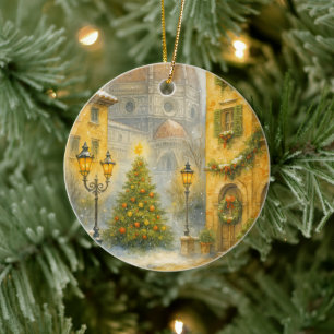 Christmas in Florence Italy   Duomo Holiday Art  Ceramic Ornament