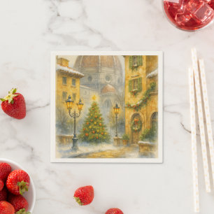 Christmas in Florence Italy Duomo Holiday Art Napkin